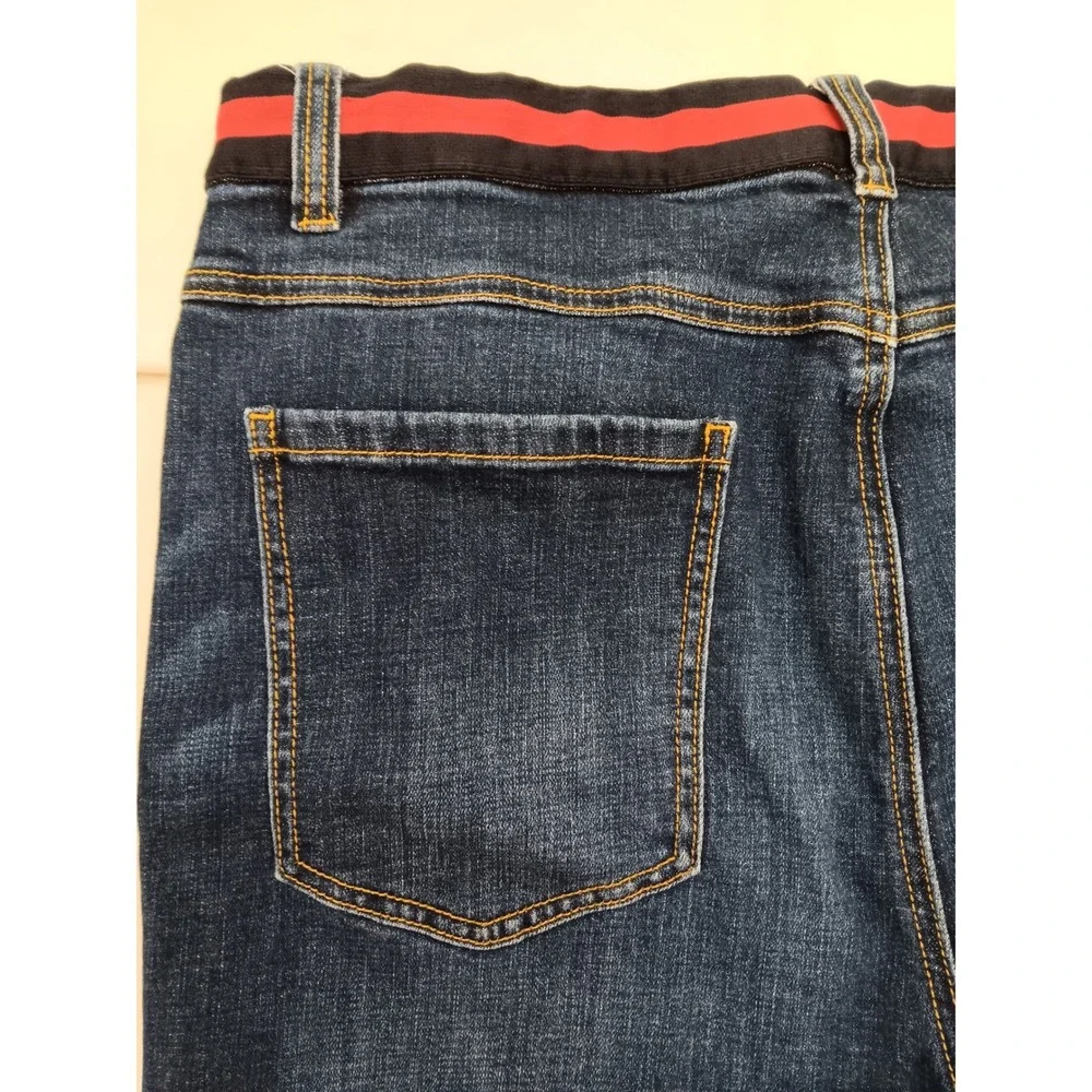 CAbi Women's Blue Denim Button‎ Fly High Rise Skinny Jeans Red Stripe Size 16 - Picture 15 of 16
